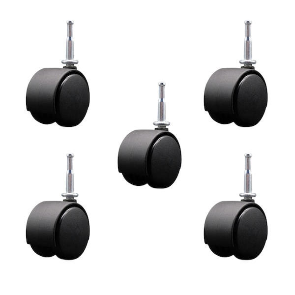 Service Caster 2-3/8'' Chair Casters Nylon Hood Twin Wheel 5/16'' Grip Neck Stem, 5PK SCC-GN02S60-NYS-5 - main
